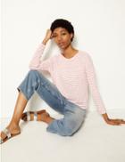 Marks & Spencer Striped Regular Fit Long Sleeve Top Pink Mix