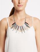 Marks & Spencer Metal Striped Fan Necklace Silver Mix
