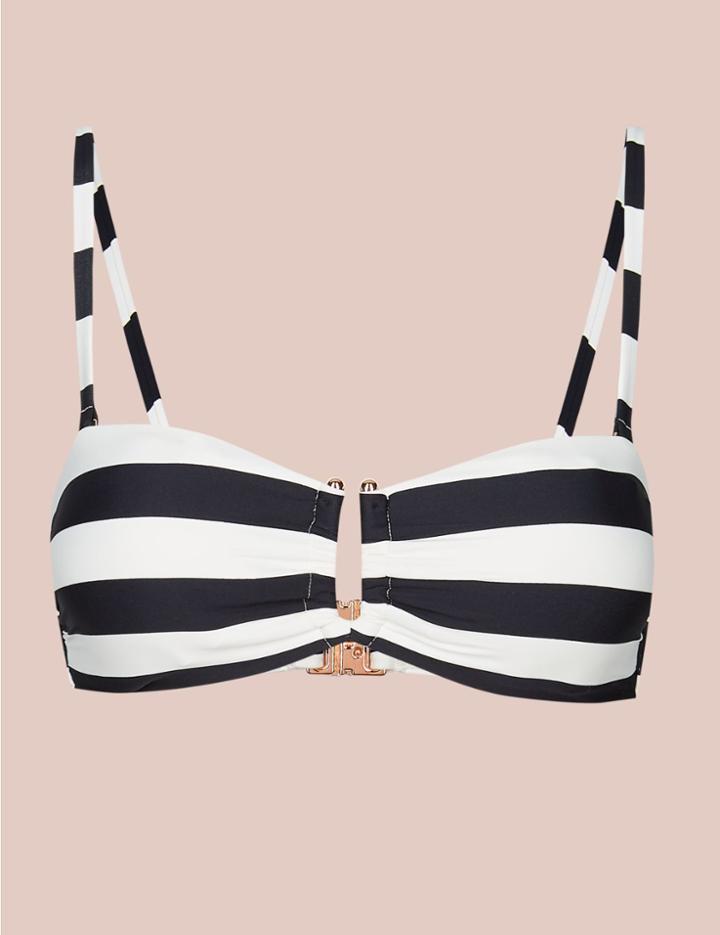 Marks & Spencer Striped Bandeau Bikini Top Black Mix