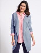 Marks & Spencer Textured Waterfall Long Sleeve Cardigan Bluebell