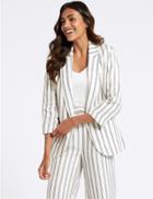 Marks & Spencer Pure Linen Striped Blazer Ivory Mix