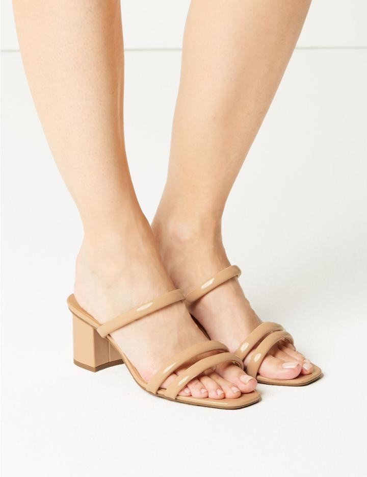 Marks & Spencer Wide Fit Multi Strap Mule Shoes Nude
