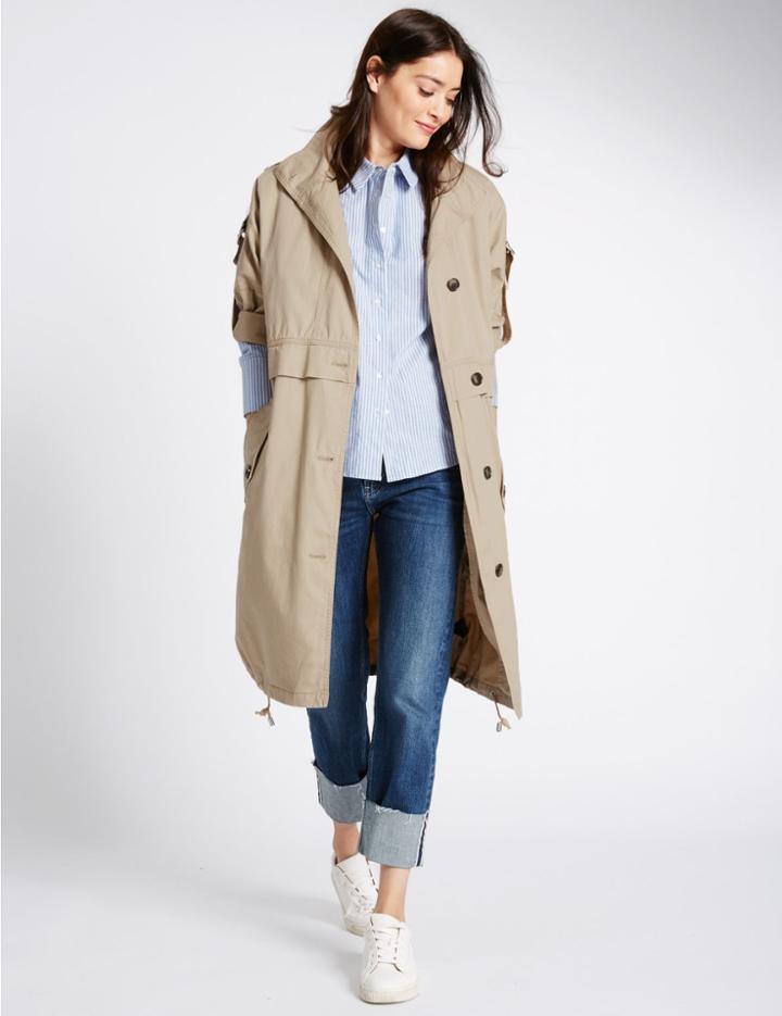 Marks & Spencer Pure Cotton Parka Coat With Stormwear&trade; Sand