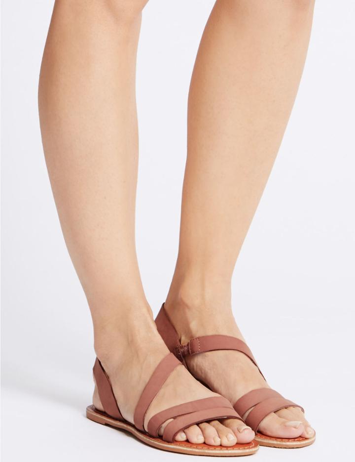 Marks & Spencer Leather Asymmetric Sandals Blush