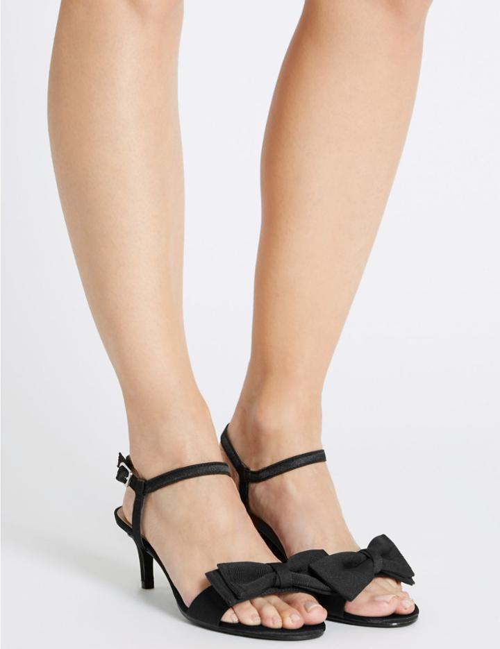 Marks & Spencer Kitten Heel Bow Sandals With Insolia&reg; Black