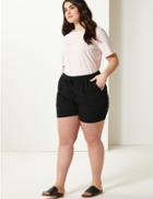 Marks & Spencer Curve Linen Rich Shorts Black