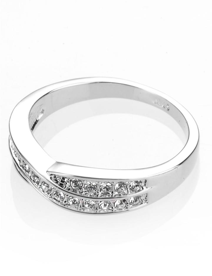 Marks & Spencer Platinum Plated Double Crossover Diamant Ring White Mix