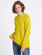 Marks & Spencer Cable Knit Round Neck Jumper Yellow