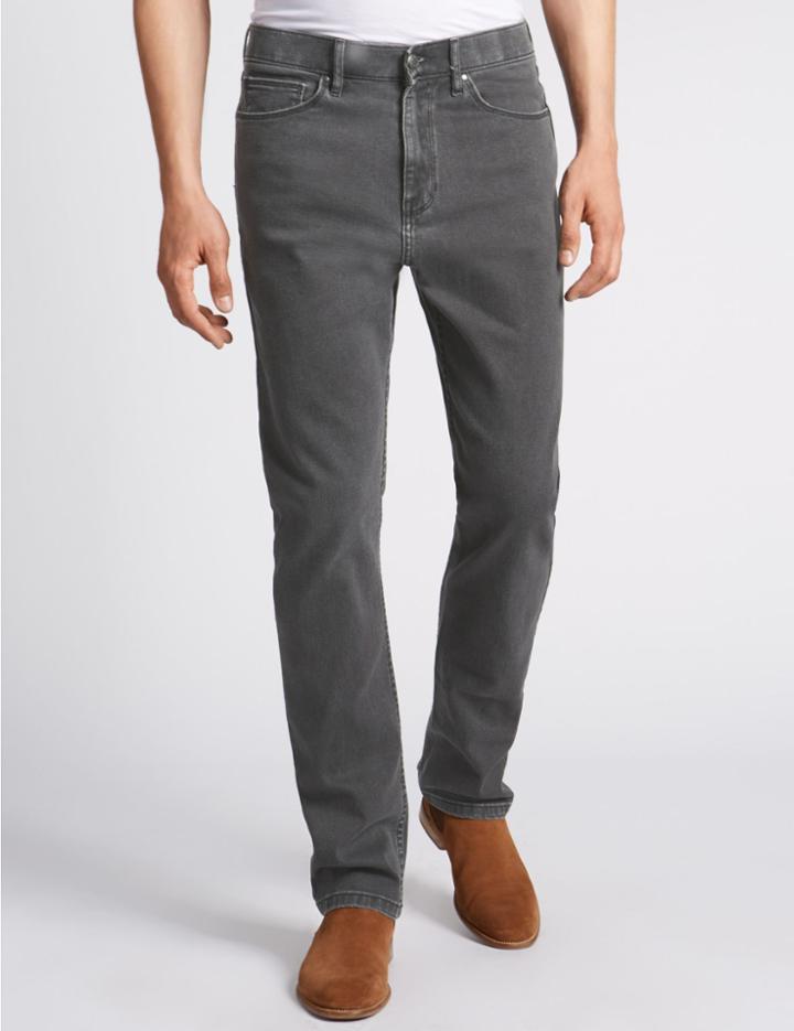 Marks & Spencer Regular Fit Stretch Water Resistant Jeans Grey