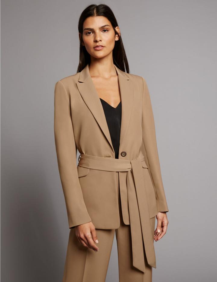 Marks & Spencer Twill Tie Jacket Dark Camel
