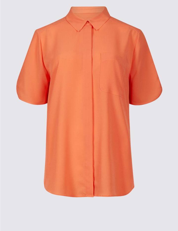 Marks & Spencer Crepe Half Sleeve Shirt Orange