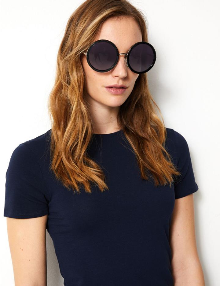 Marks & Spencer Bandera Bling Round Sunglasses Black Mix