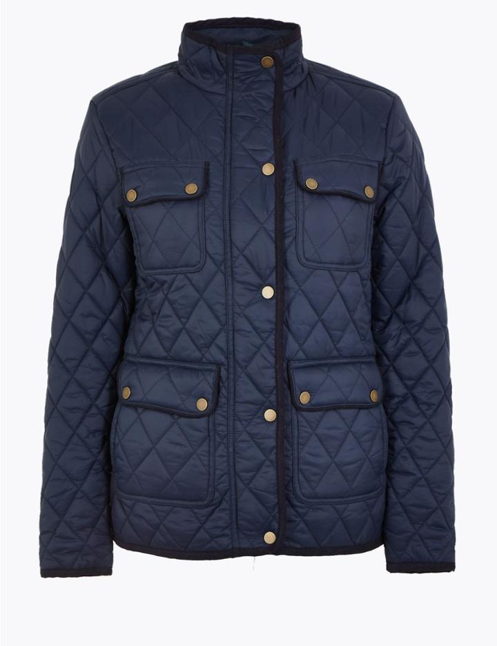 Marks & Spencer Quilted Utility Coat Navy