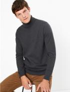 Marks & Spencer Cotton Rich Roll Neck Jumper Charcoal