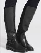 Marks & Spencer Block Heel Side Zip Knee High Boots Black