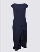 Marks & Spencer Asymmetric Short Sleeve Bodycon Midi Dress Navy