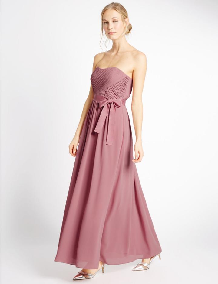 Marks & Spencer Detachable Straps Pleated Maxi Dress Antique Rose
