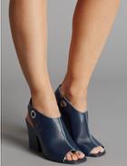 Marks & Spencer Leather Angular Heel Sandals With Insolia&reg; Navy