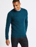 Marks & Spencer Supersoft Textured Crew Neck Yoke Jumper Teal