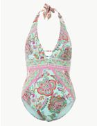 Marks & Spencer Secret Slimming&trade; Paisley Print Plunge Swimsuit Green Mix