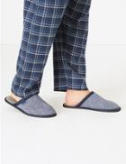 Marks & Spencer Warm Lined Mule Slippers Blue Mix