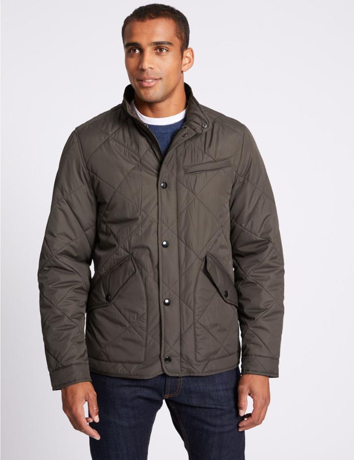 Marks & Spencer Quilted Jacket With Stormwear&trade; Brown