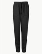 Marks & Spencer Linen Rich Jersey Peg Trousers Black