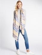 Marks & Spencer Woven Wave Print Scarf Blue Mix