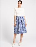 Marks & Spencer Jacquard Print Full Midi Skirt Blue Mix