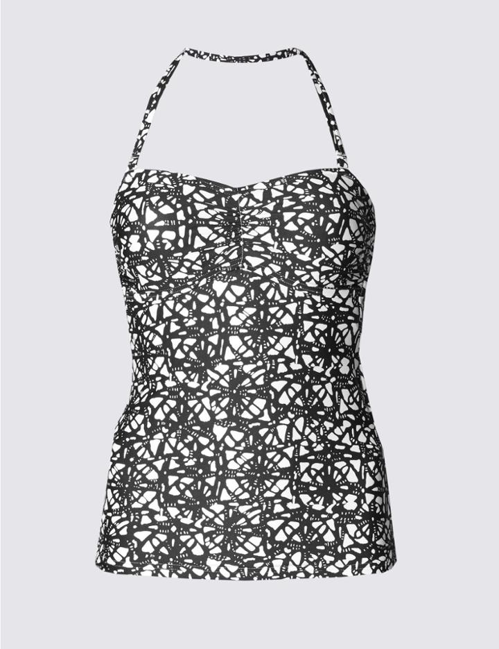 Marks & Spencer Tile Print Tankini Top Black/white