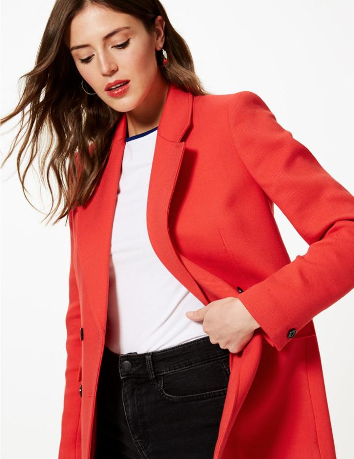 Marks & Spencer Oversized Double Breasted Blazer Bright Red