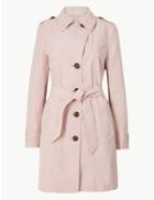 Marks & Spencer Button Detailed Trench Coat Petal Pink