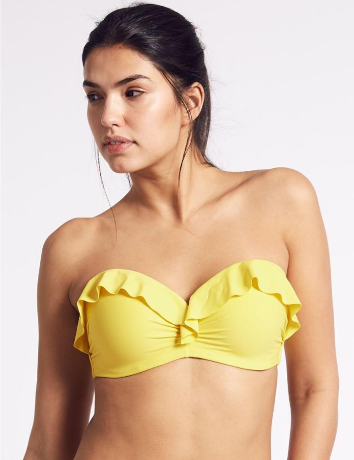 Marks & Spencer Bandeau Ruffle Bikini Top A-e Yellow