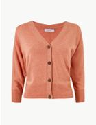 Marks & Spencer Textured V-neck Cardigan Faded Orange