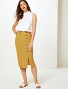 Marks & Spencer Ribbed Jersey A-line Midi Skirt Ochre