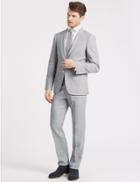 Marks & Spencer Linen Miracle Slim Fit Textured Jacket Grey