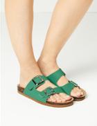 Marks & Spencer Leather Two Strap Sandals Green