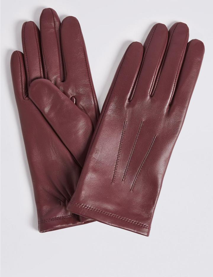 Marks & Spencer Leather Gloves Damson