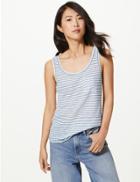 Marks & Spencer Cotton Rich Striped Relaxed Fit Vest Top Grey Mix