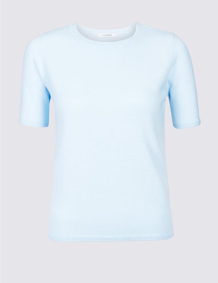 Marks & Spencer Cashmilon&trade; Round Neck Cardigan Ice Blue