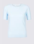 Marks & Spencer Cashmilon&trade; Round Neck Cardigan Ice Blue