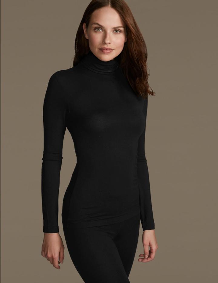 Marks & Spencer Heatgen&trade; Thermal Polo Neck Top Black