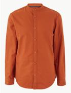 Marks & Spencer Pure Cotton Grandad Oxford Shirt Rust