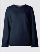 Marks & Spencer Textured Round Neck Long Sleeve Sweatshirt Navy