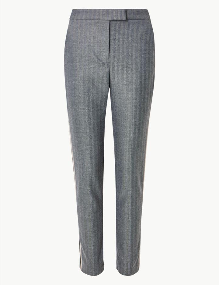 Marks & Spencer Textured Ankle Grazer Trousers Grey Mix