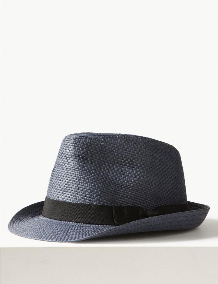 Marks & Spencer Hopsack Trilby Hat Navy