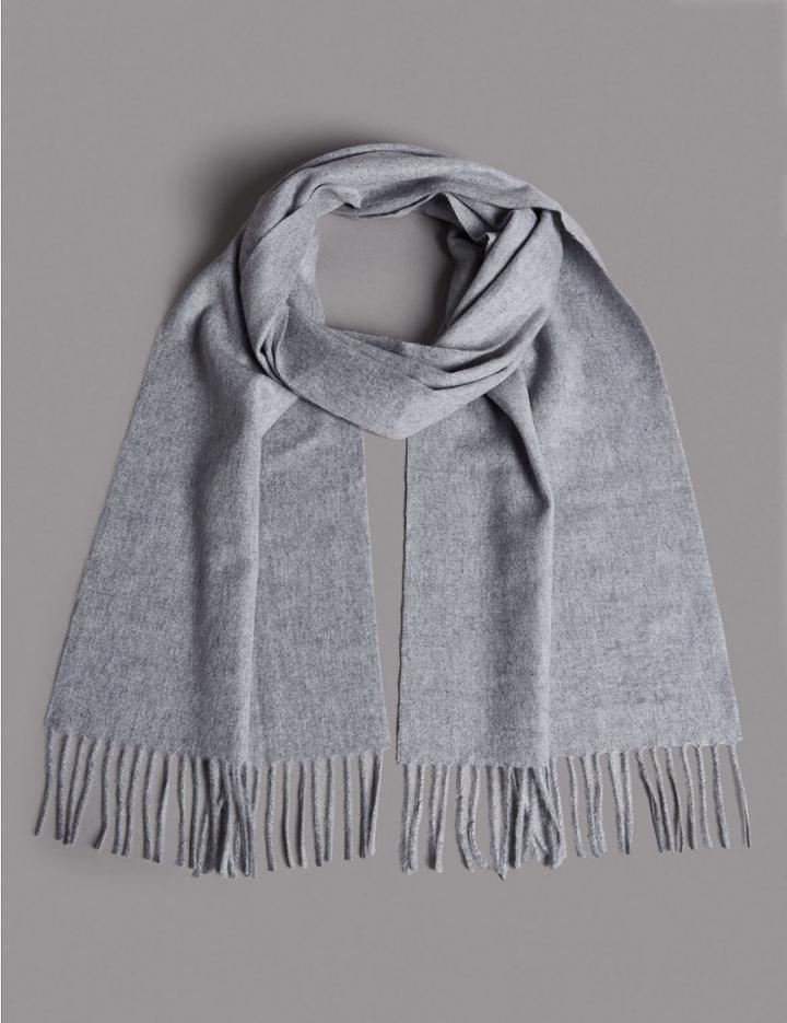 Marks & Spencer Pure Cashmere Wider Width Scarf Light Grey