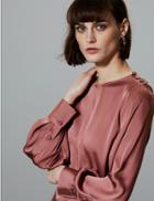 Marks & Spencer Round Neck Long Sleeve Blouse Bronze