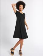 Marks & Spencer Short Sleeve Skater Dress Black Mix