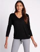Marks & Spencer Lace Shoulder V-neck Long Sleeve Jumper Black